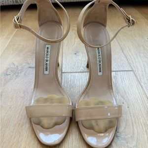 Manolo Blahnik Nude Patent Leather Heels